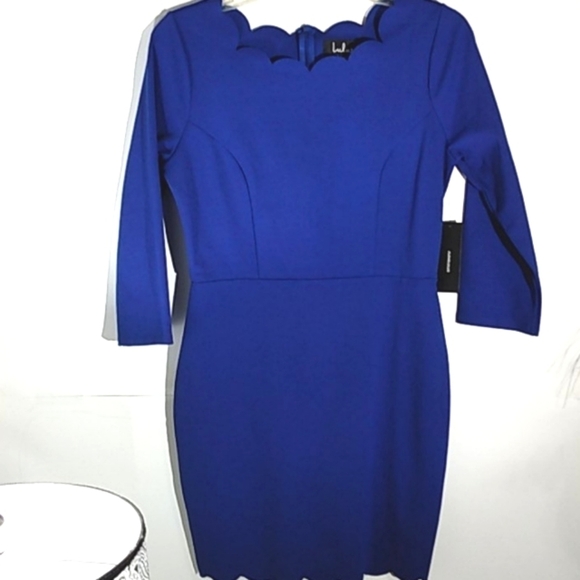 LULU'S  NWT ALLYSIN ROYAL BLUE SCALLOPED HEM BODYCON MINI DRESS SIZE MEDIUM - Picture 6 of 12